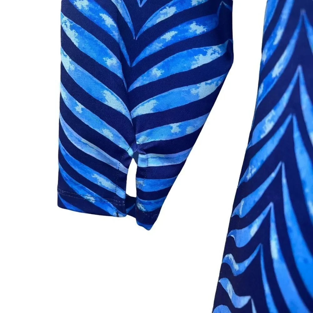 Chelsea Gunn Organic Blue Geometric Zebra Print Body Con Mini Dress